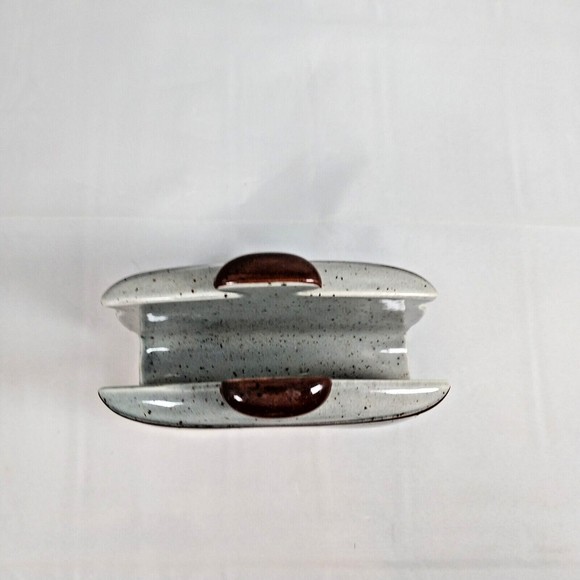Vintage 1970's Napkin Holder Ceramic 'Home Sweet Home' Japan Gray Brown Flowers - Picture 5 of 7